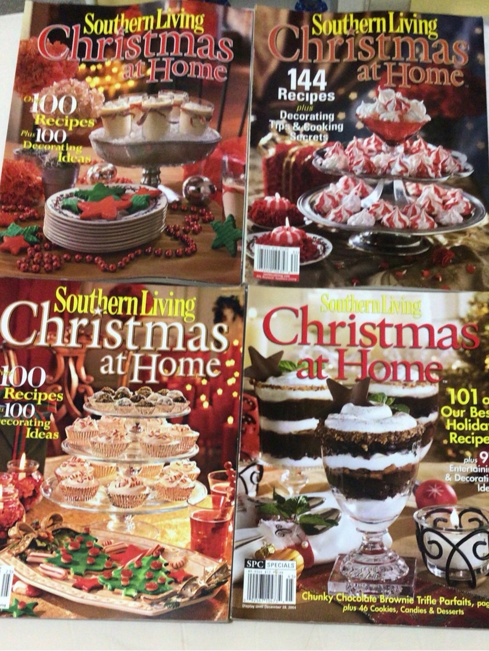 Lot of 4 Southern Living Christmas at Home Magazines 2001, 2002, 2003, 2004